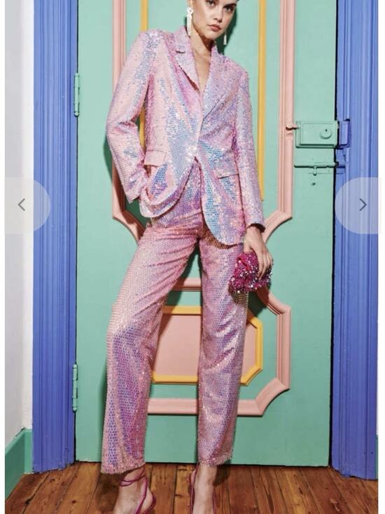 CeliaB Pants - CeliaB kimbazi Sequin Blazer And Pants Set In Pink Size M